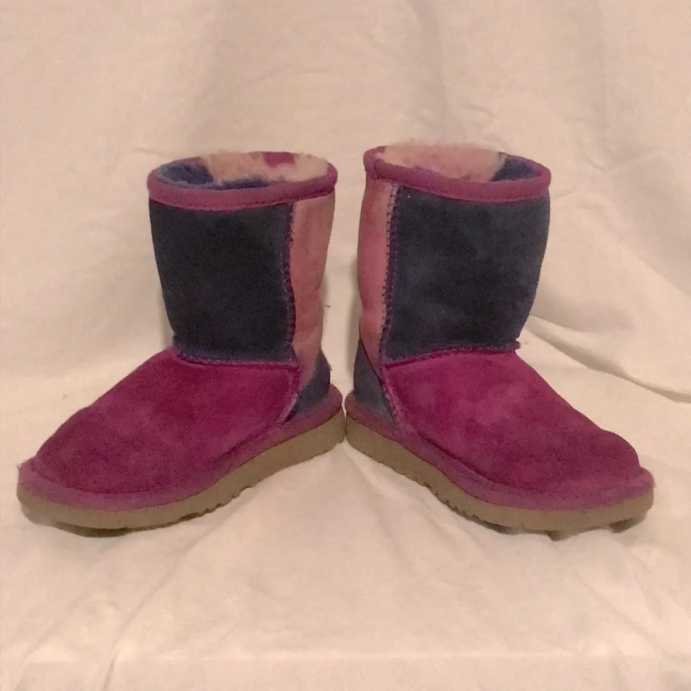 UGG Kids Multi-Color Suede & Shearling Boots - Pink, Purple, Blue